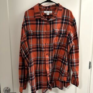 Old Navy 3XLT Orange Plaid Flannel Regular Fit